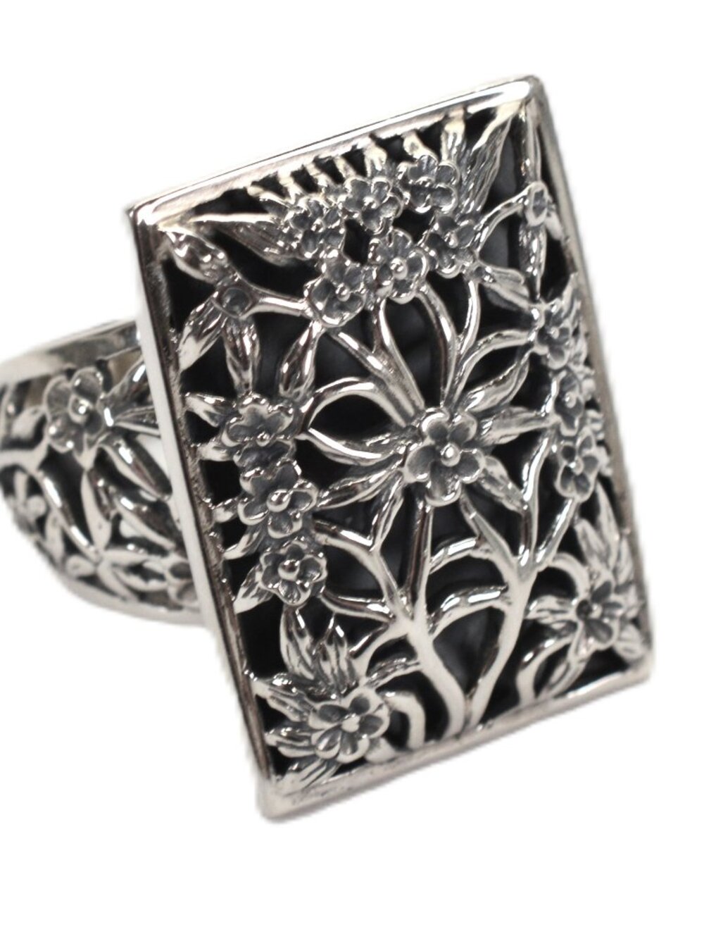 Designer EXEX Claudia Agudelo Sterling Silver Floral Statement Ring Size 9